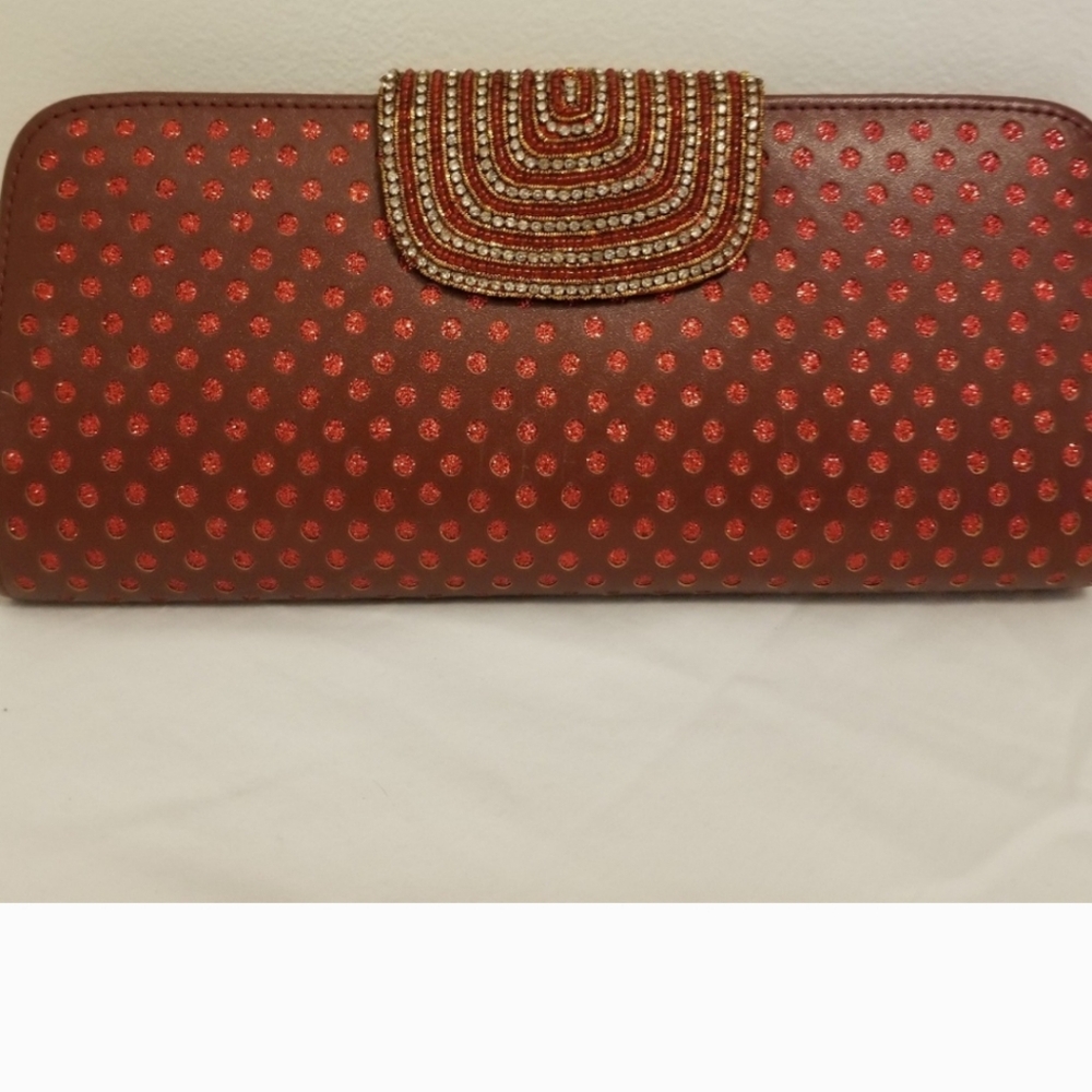 Chic Red Beaded Clutch